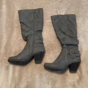 gray heeled boots